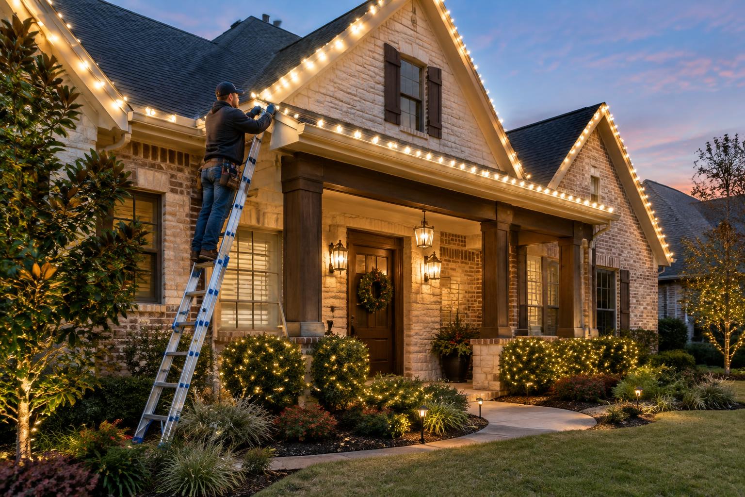 Christmas Light Installation project in the Houston area